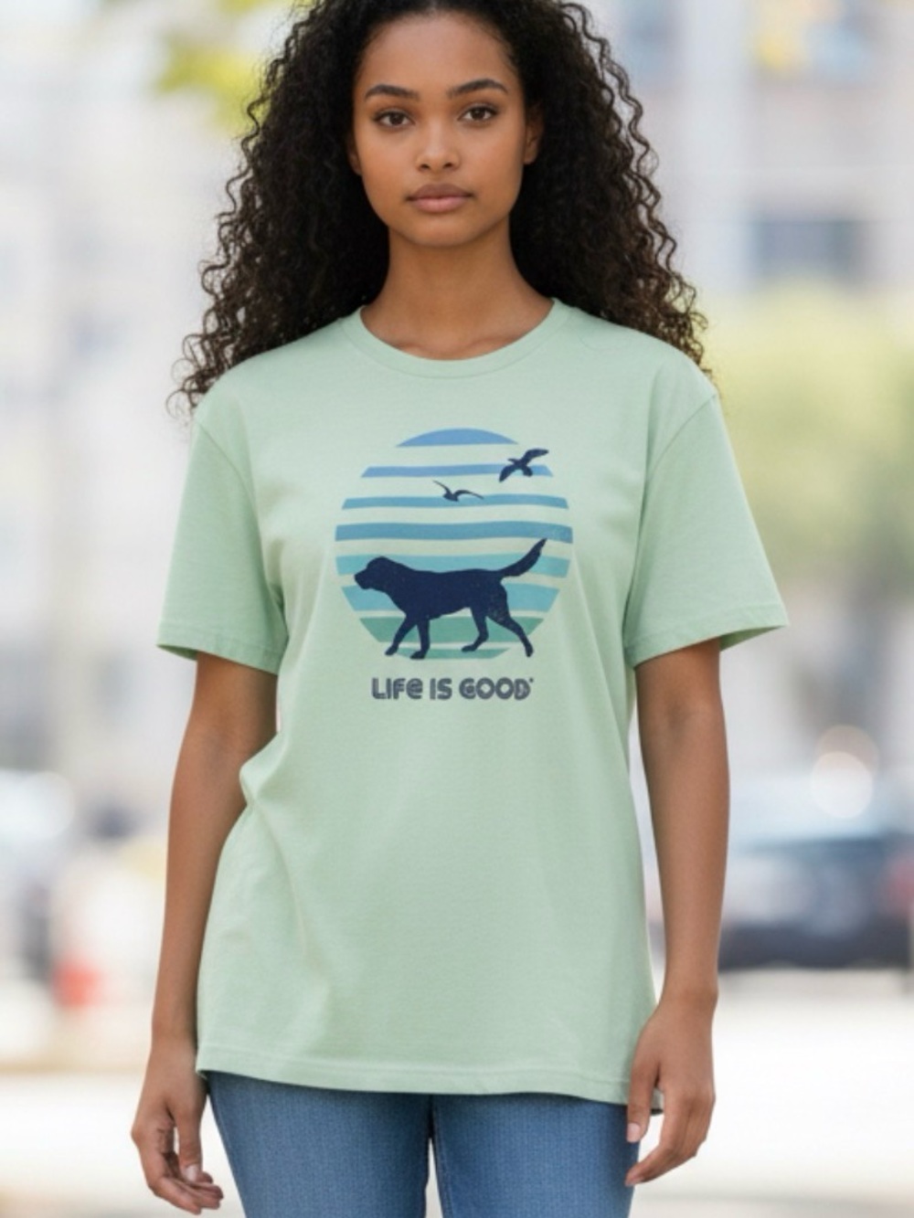 Life Is Good XXL Mint Green Dog Graphic Tee